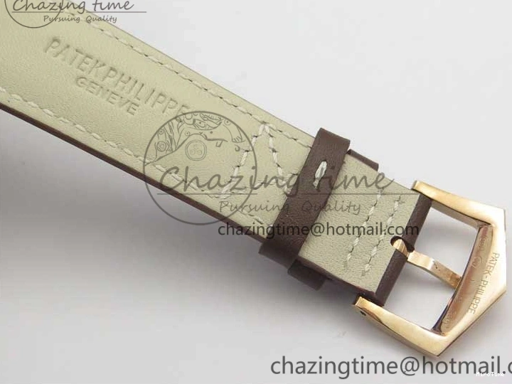 MIROTIME 0406 Calatrava 5524R Pilot Travel Time RG GRF Brown Dial on Brown Leather Strap MIYOTA TopPick 7155